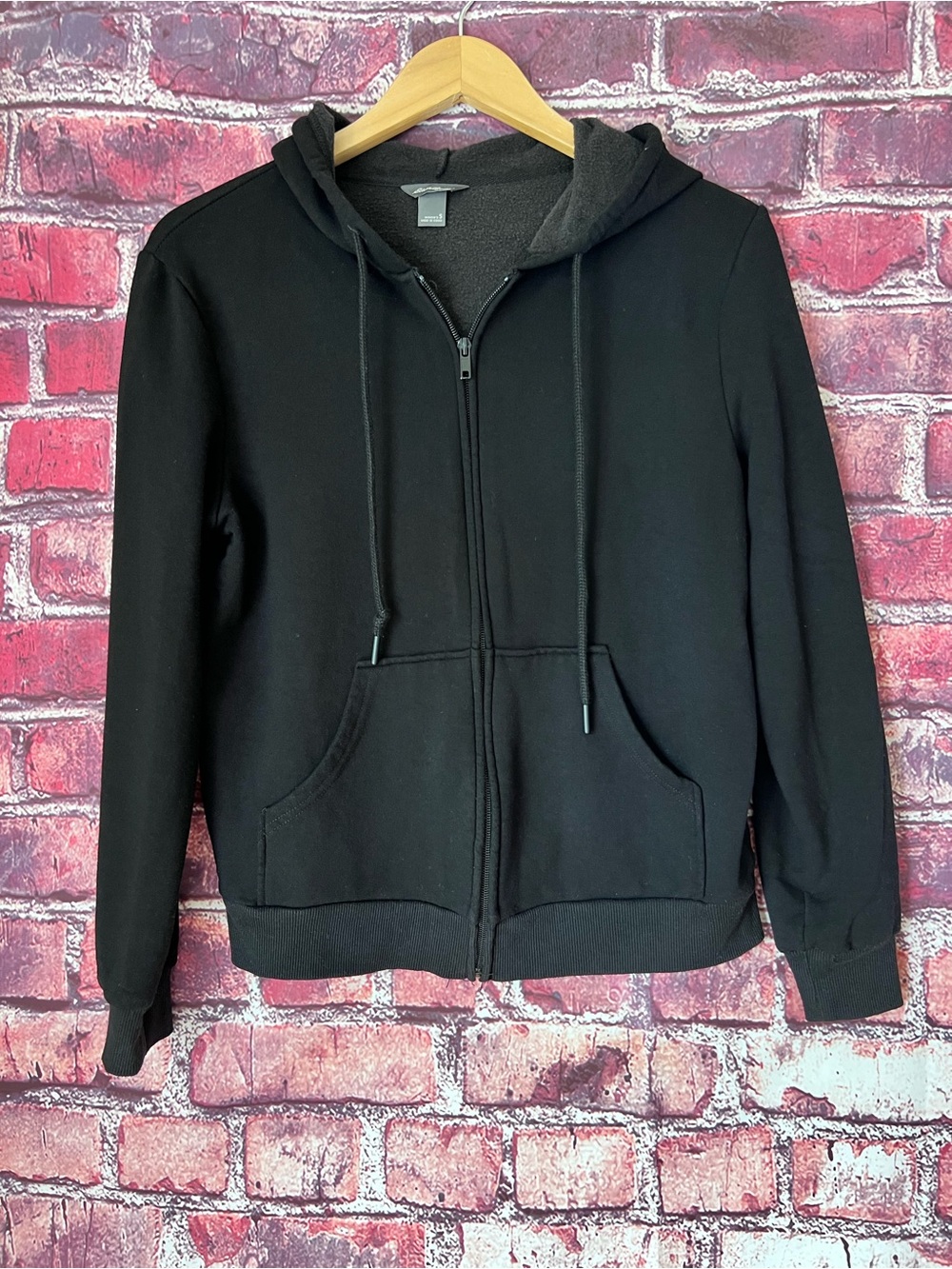 Eddie Bauer Women's Black Fleece Full Zip Up Hoodie Jacket Size S